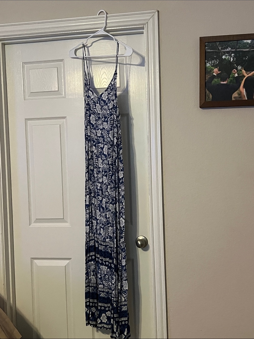 Women's Navy & White Floral Maxi Dress